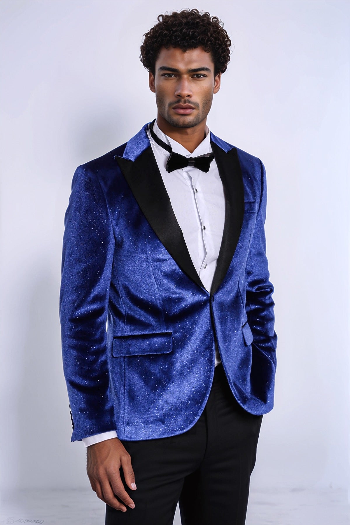 Sparkle Slim Fit Velvet Bast Blue Men Dinner Tuxedo Jacket
