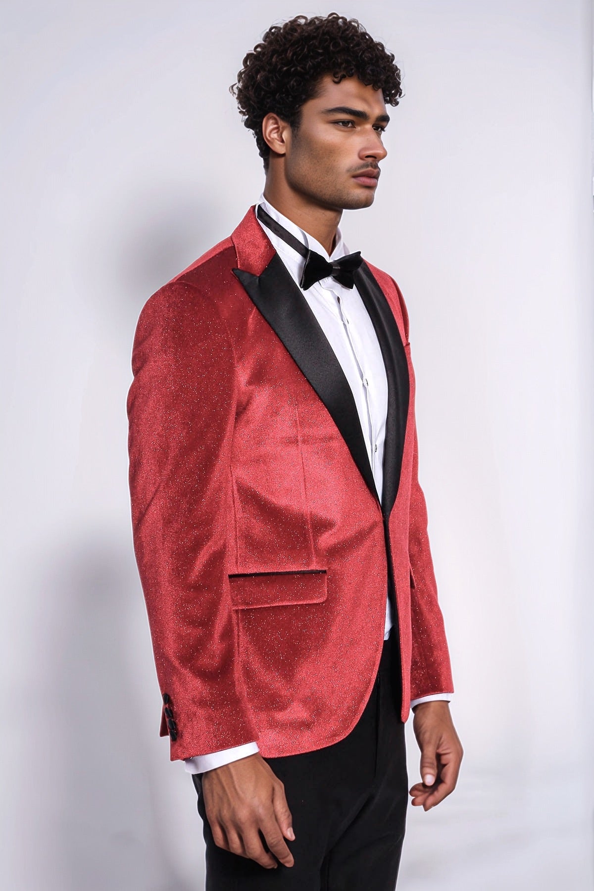 Sparkle Slim Fit Velvet Red Men Singer Tuxedo Blazer
