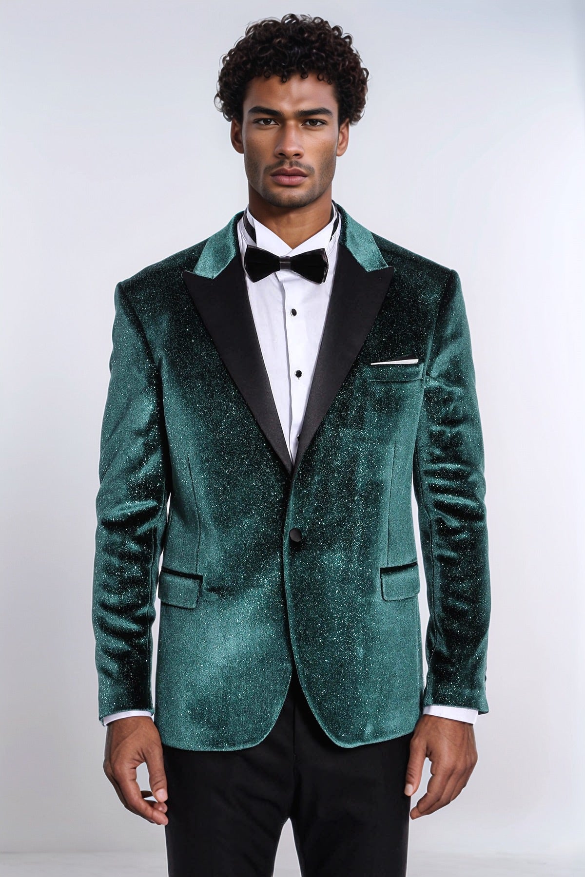 KOALA SYDNEY Sparkle Slim Fit Velvet Green Men Party Tuxedo Blazer