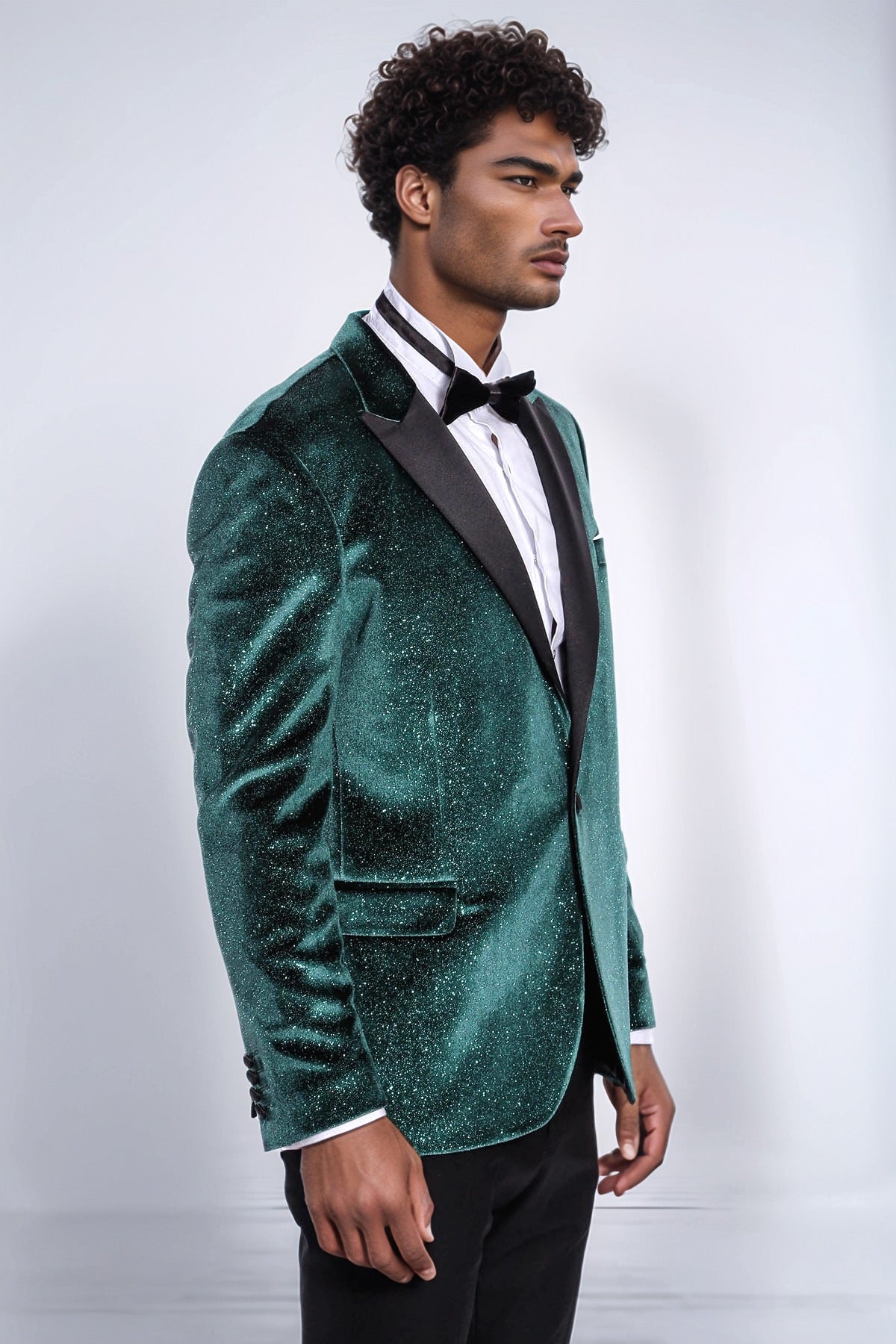 KOALA SYDNEY Sparkle Slim Fit Velvet Green Men Party Tuxedo Blazer