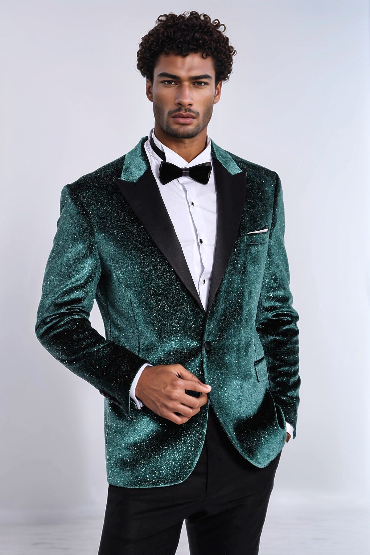 KOALA SYDNEY Sparkle Slim Fit Velvet Green Men Party Tuxedo Blazer