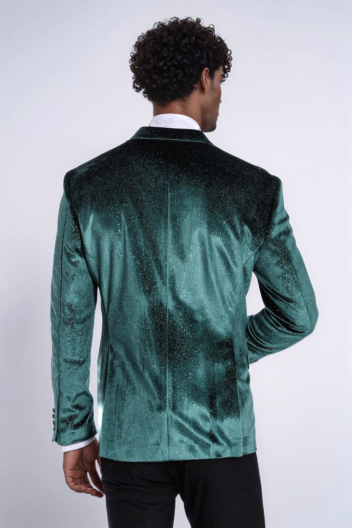 KOALA SYDNEY Sparkle Slim Fit Velvet Green Men Party Tuxedo Blazer