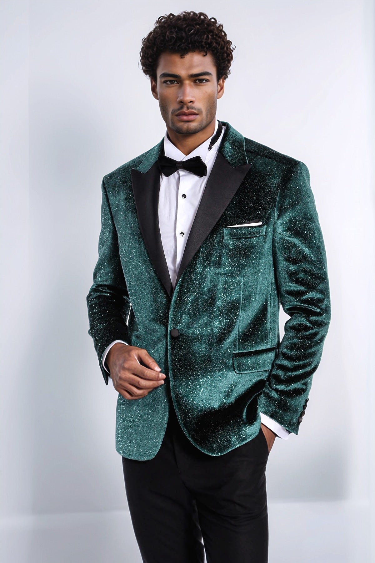 KOALA SYDNEY Sparkle Slim Fit Velvet Green Men Party Tuxedo Blazer