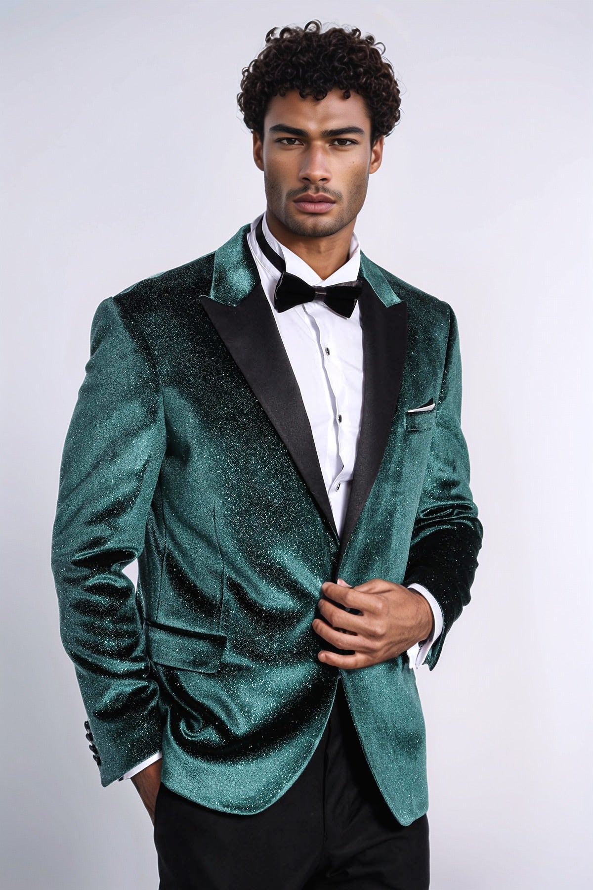 KOALA SYDNEY Sparkle Slim Fit Velvet Green Men Party Tuxedo Blazer