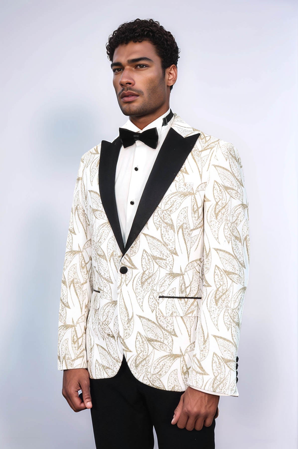 KOALA SYDNEY Glittery Slim Fit White Men Wedding Groom Tuxedo Jacket