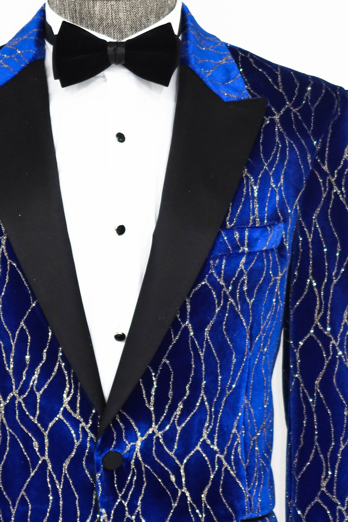 KOALA SYDNEY Silver Patterned Blue Men Performers Tuxedo Jackets