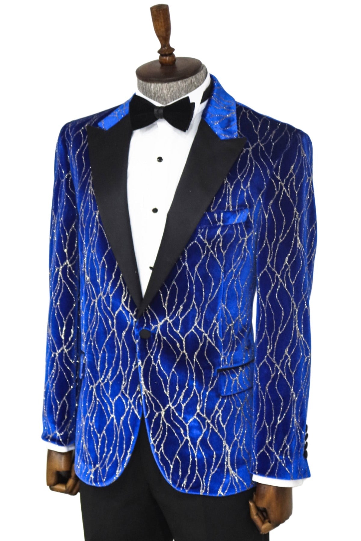 KOALA SYDNEY Silver Patterned Blue Men Performers Tuxedo Jackets