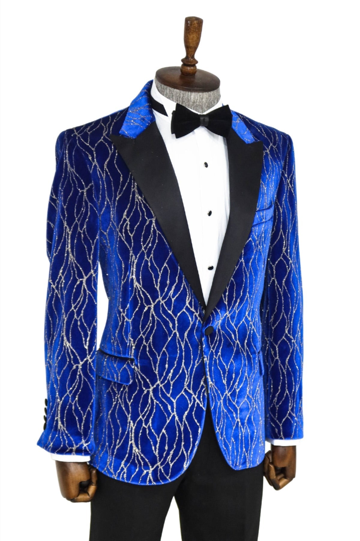 KOALA SYDNEY Silver Patterned Blue Men Performers Tuxedo Jackets