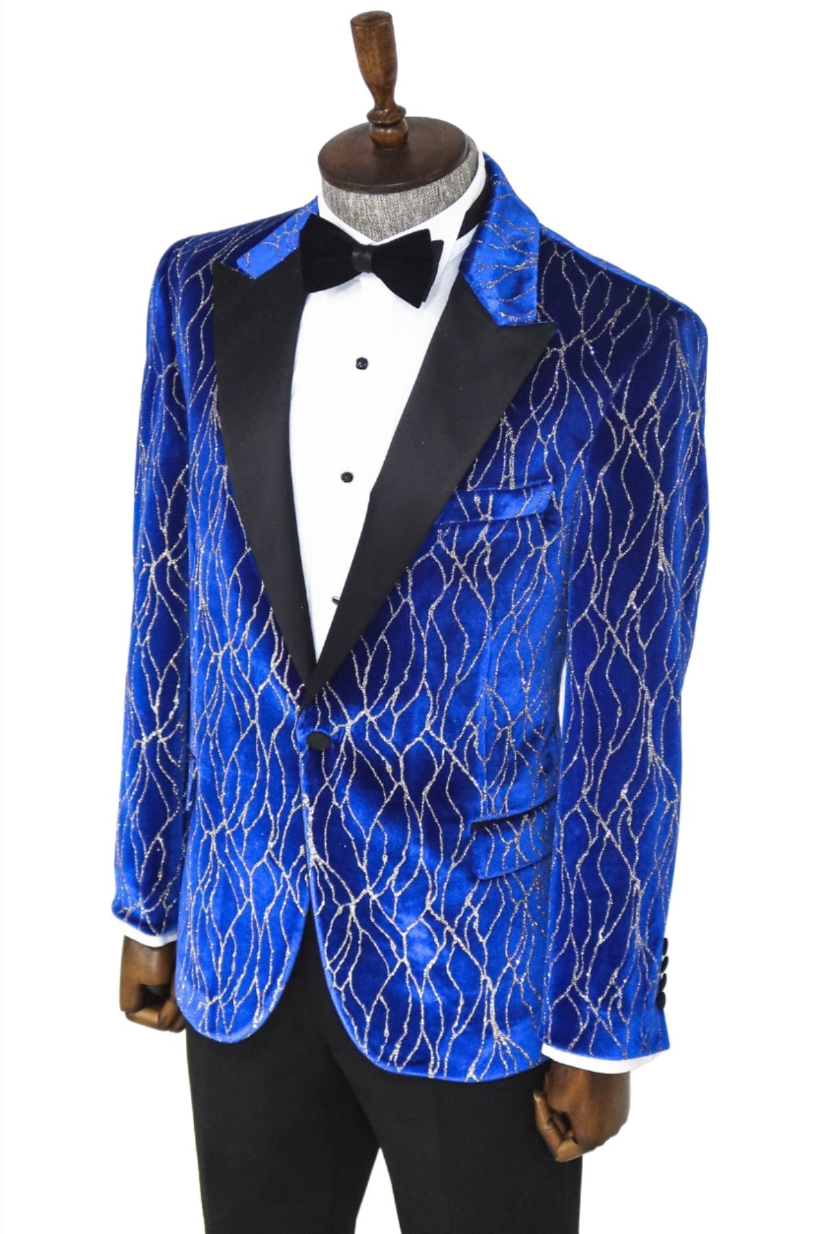 KOALA SYDNEY Silver Patterned Blue Men Performers Tuxedo Jackets