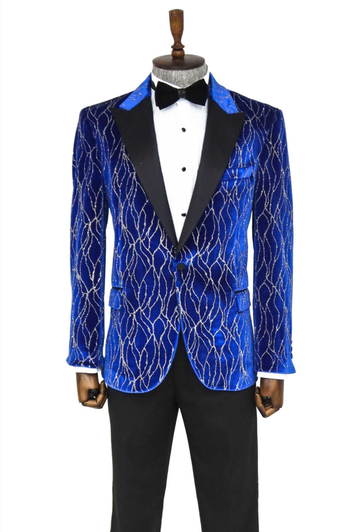 KOALA SYDNEY Silver Patterned Blue Men Performers Tuxedo Jackets