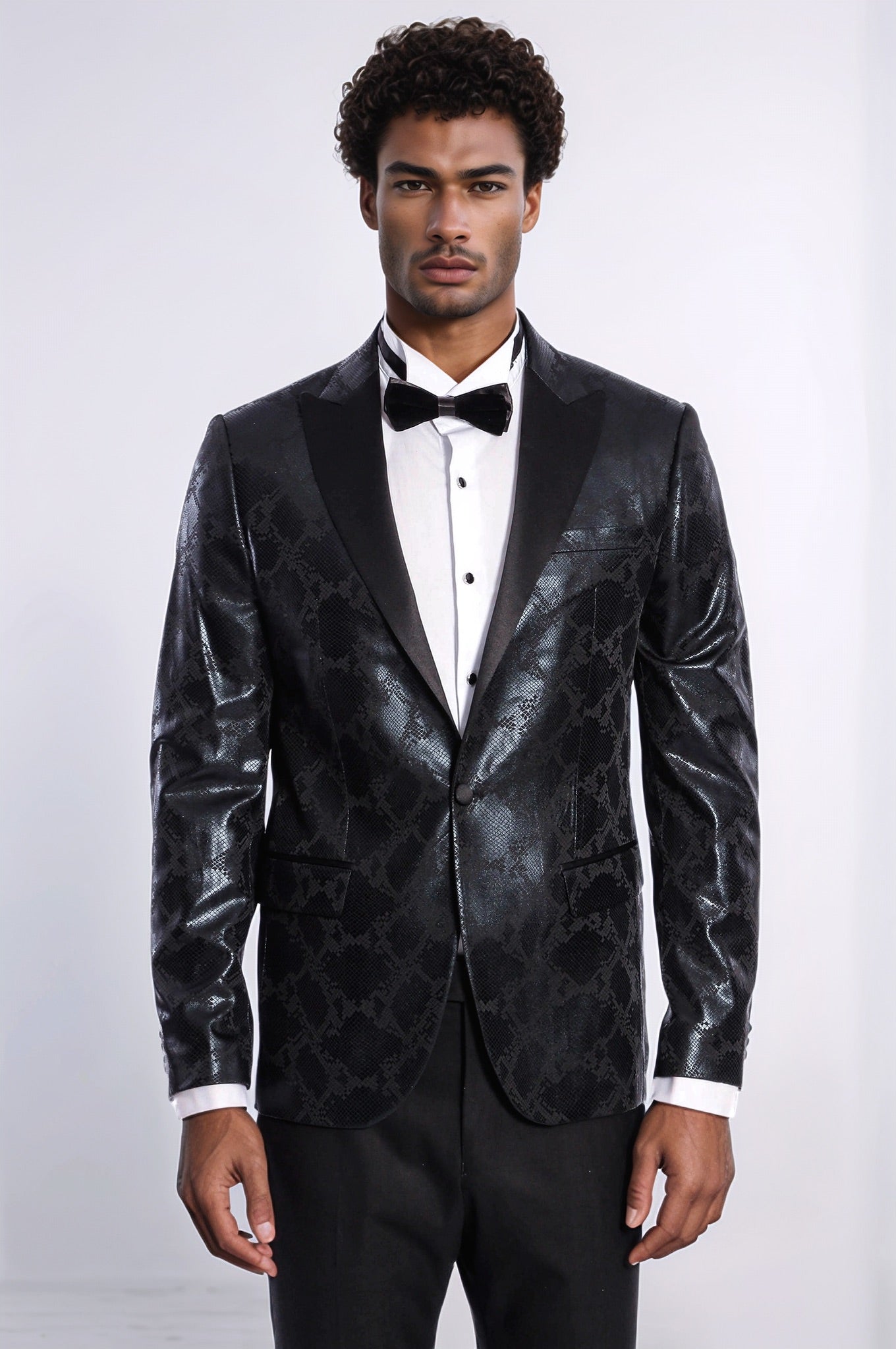 KOALA SYDNEY Patterned Slim Fit Black Men's Prom Blazer -