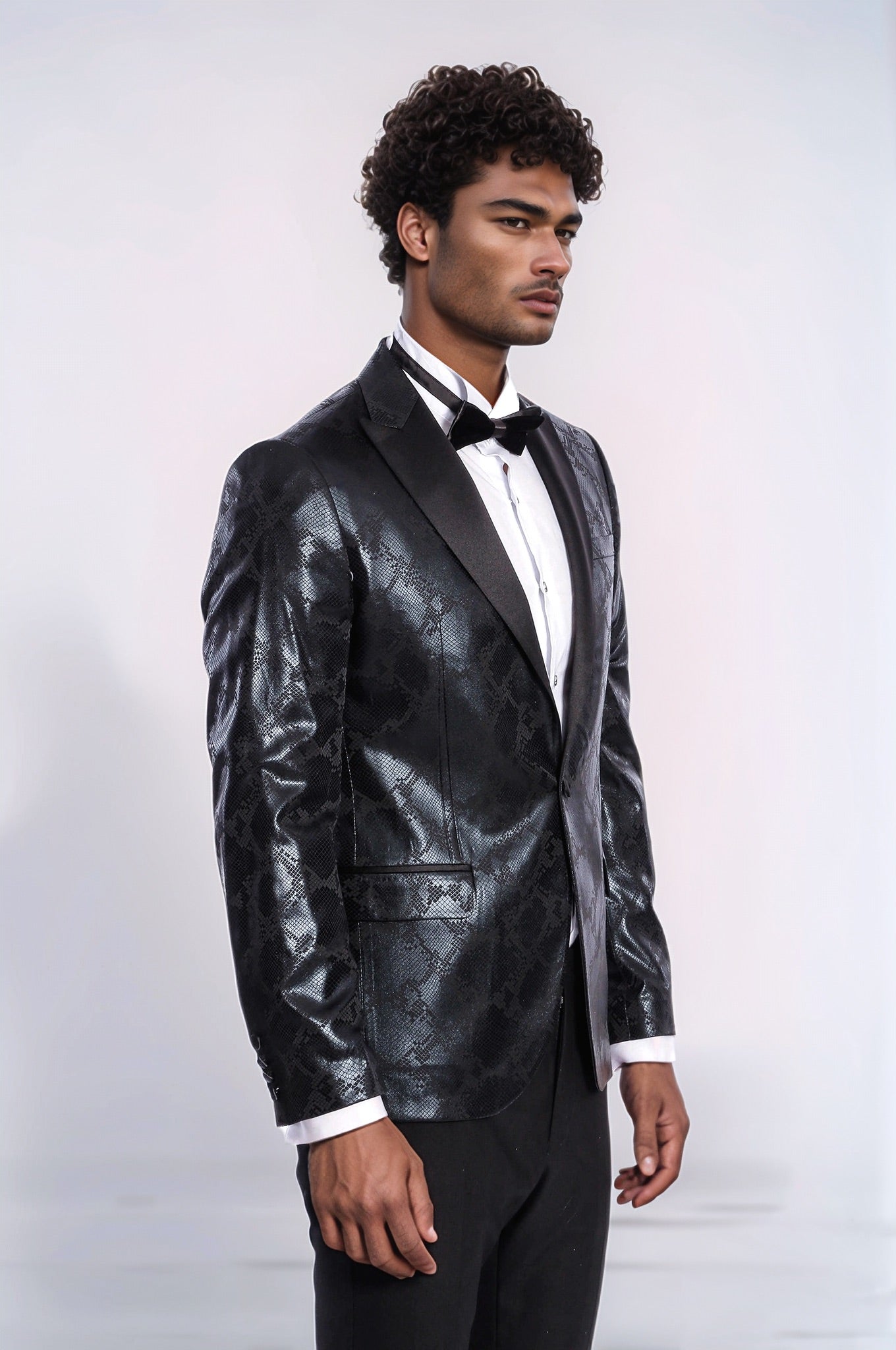 KOALA SYDNEY Patterned Slim Fit Black Men's Prom Blazer -