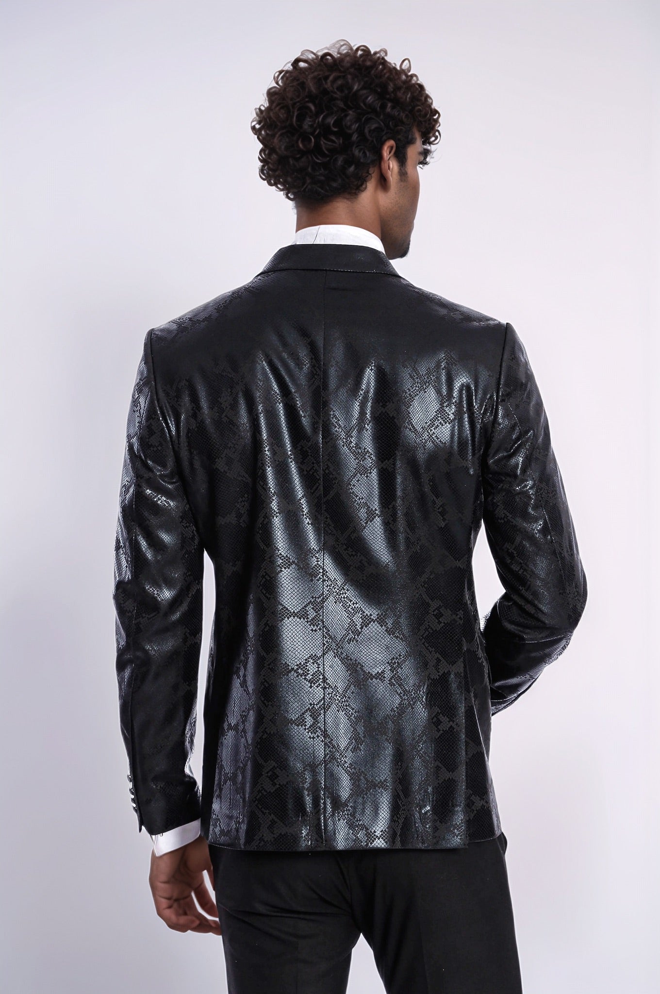 KOALA SYDNEY Patterned Slim Fit Black Men's Prom Blazer -