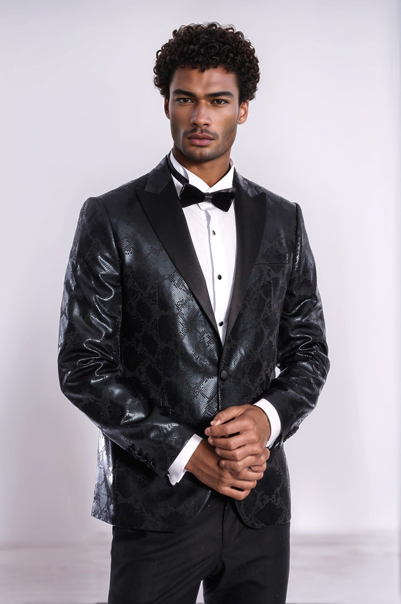 KOALA SYDNEY Patterned Slim Fit Black Men's Prom Blazer -