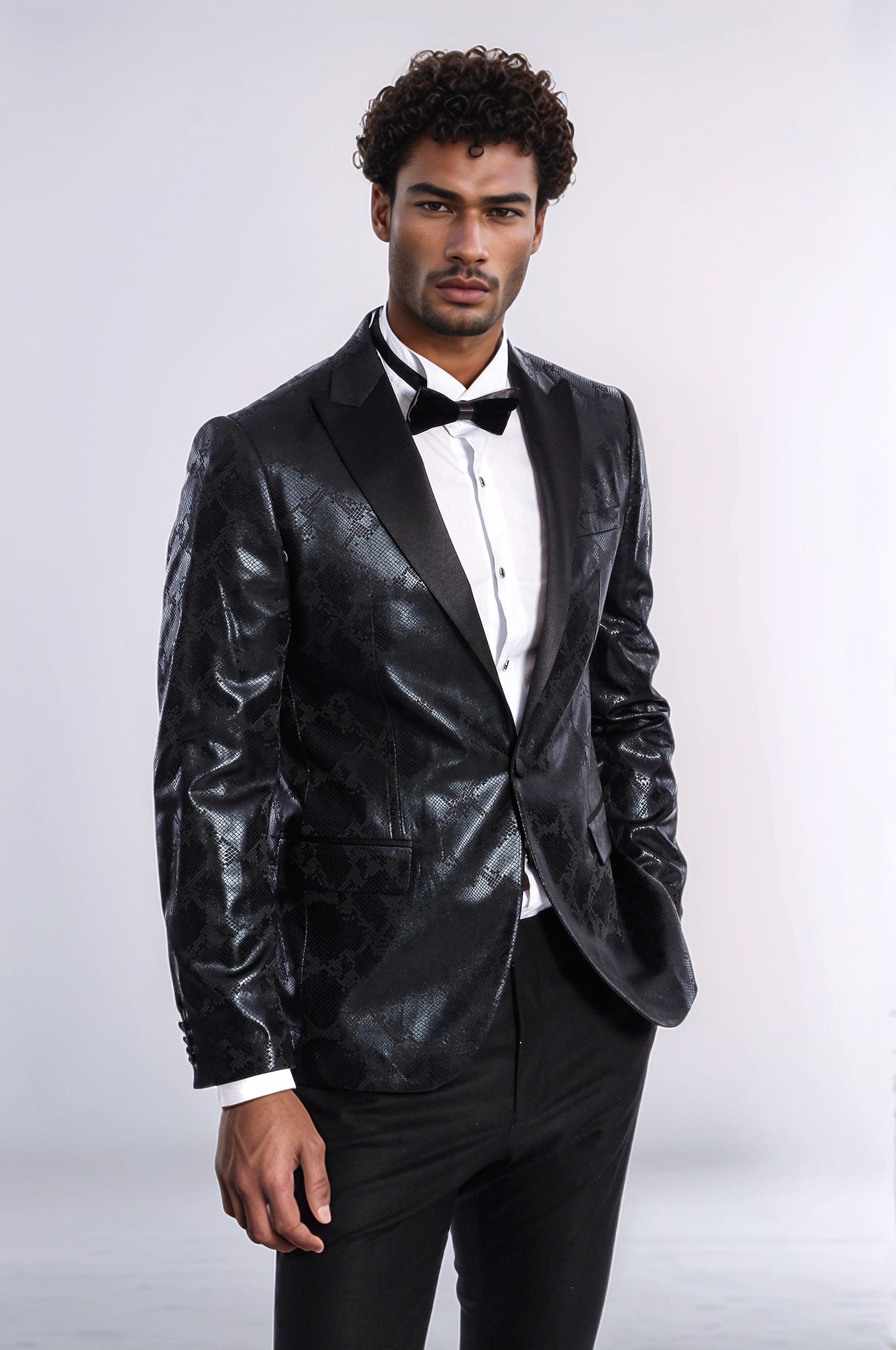 KOALA SYDNEY Patterned Slim Fit Black Men's Prom Blazer -