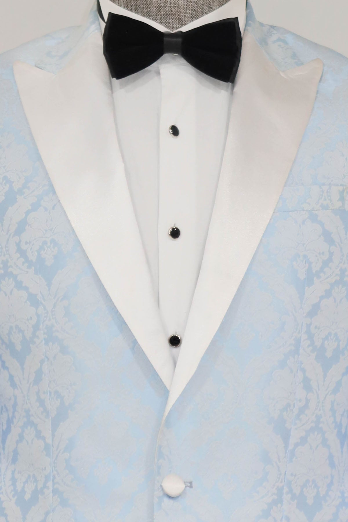 KOALA SYDNEY Floral Patterned Peak Lapel Light Blue Men Prom Blazer