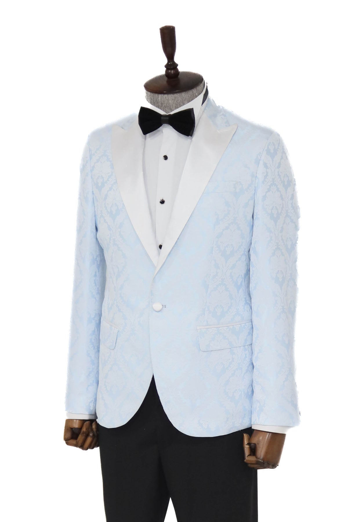 KOALA SYDNEY Floral Patterned Peak Lapel Light Blue Men Prom Blazer