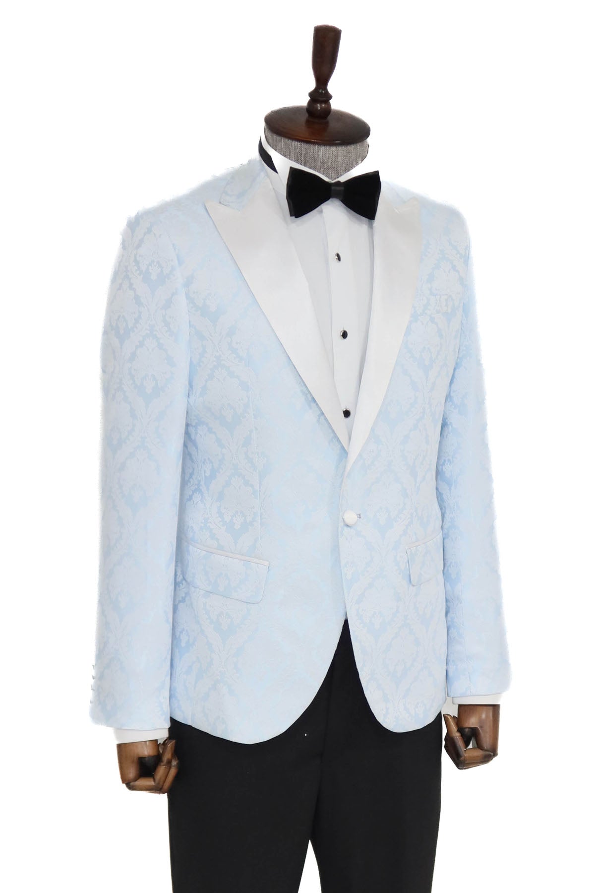 KOALA SYDNEY Floral Patterned Peak Lapel Light Blue Men Prom Blazer