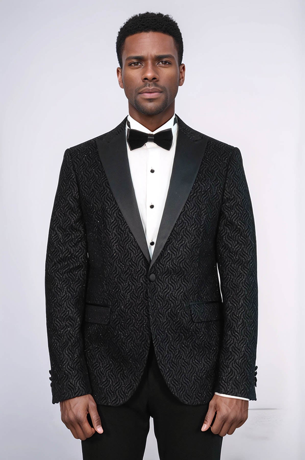 KOALA SYDNEY Shiny Patterned Black Men Wedding Tuxedo Blazer