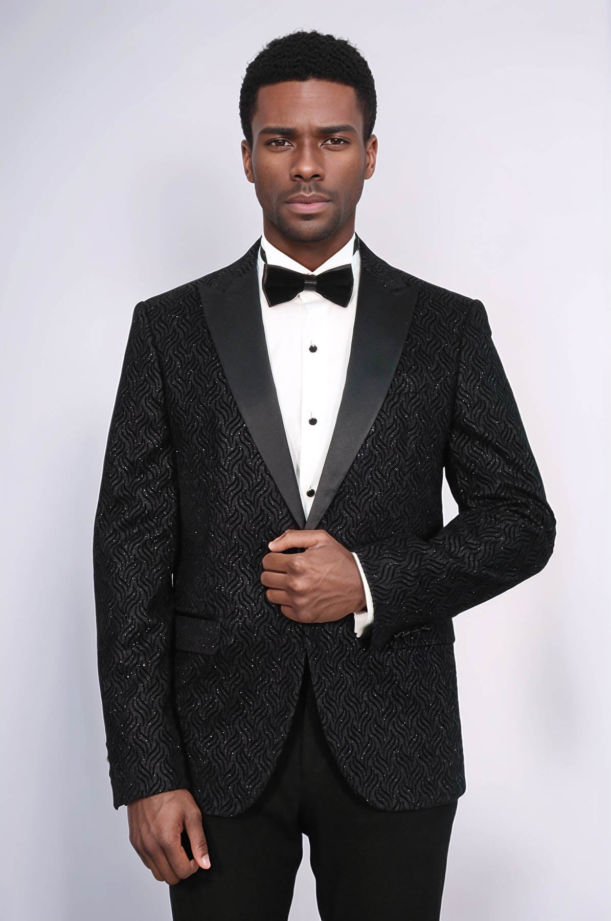 KOALA SYDNEY Shiny Patterned Black Men Wedding Tuxedo Blazer