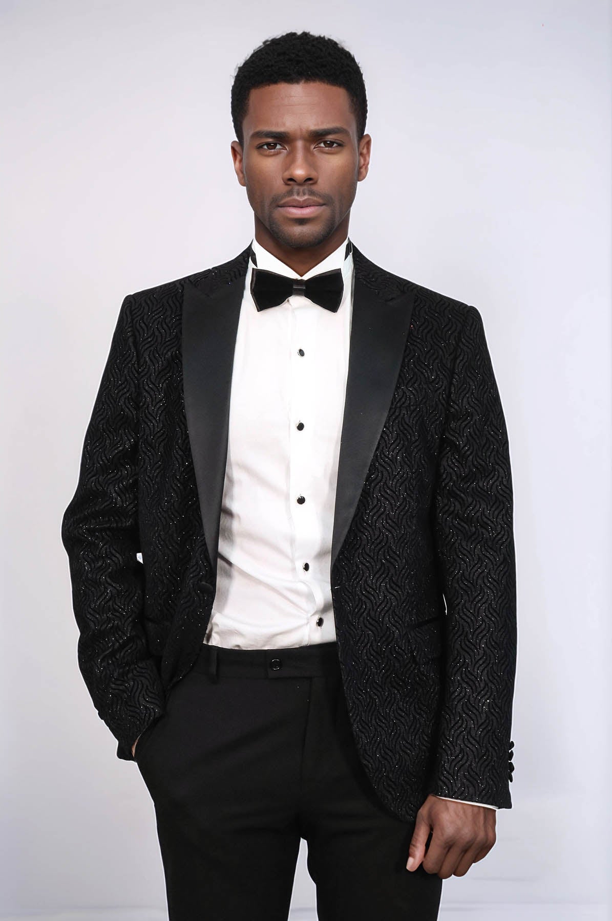 KOALA SYDNEY Shiny Patterned Black Men Wedding Tuxedo Blazer