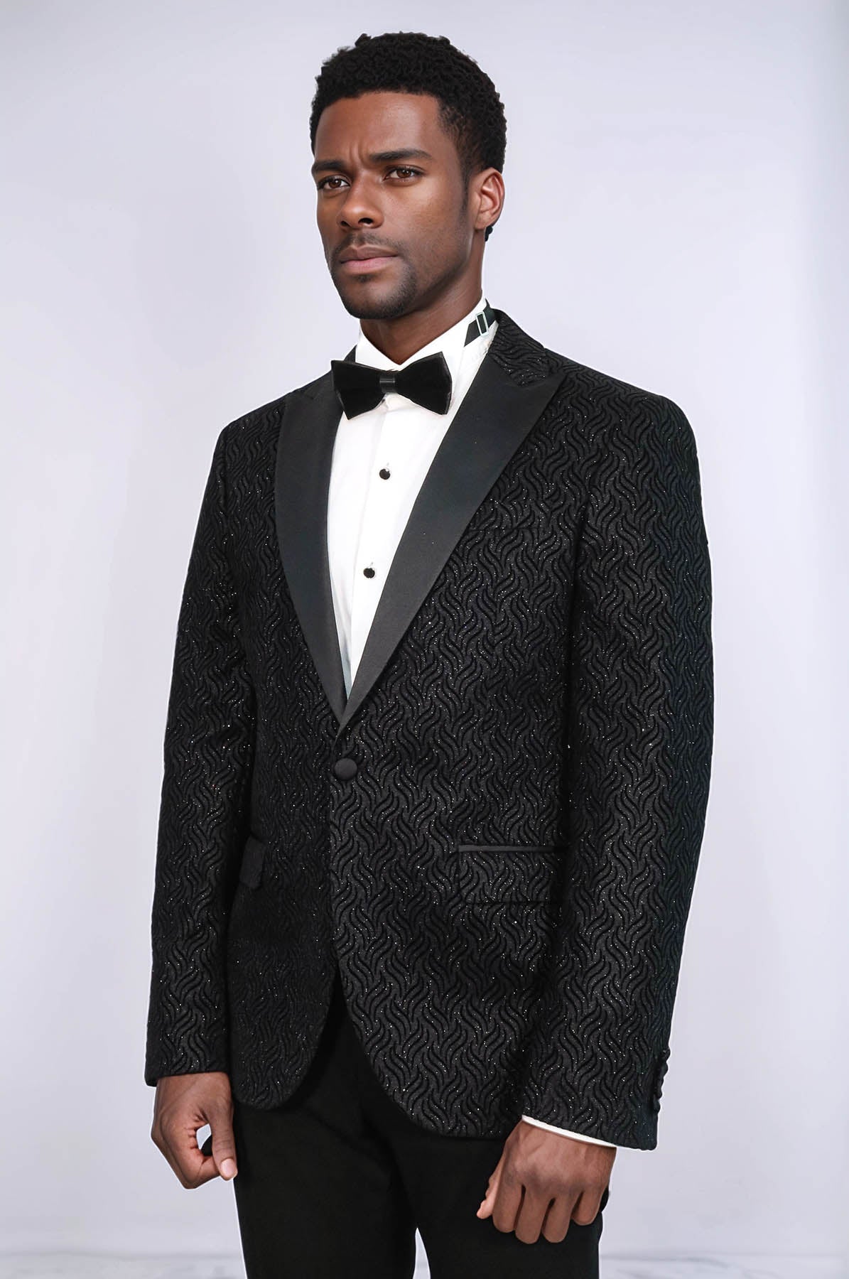KOALA SYDNEY Shiny Patterned Black Men Wedding Tuxedo Blazer
