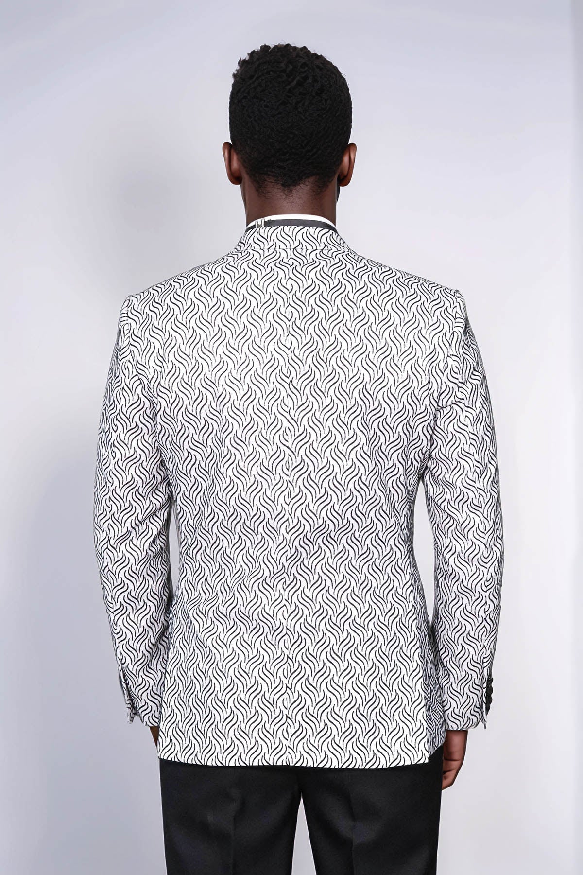 KOALA SYDNEY Shiny Patterned White Men Prom Blazer