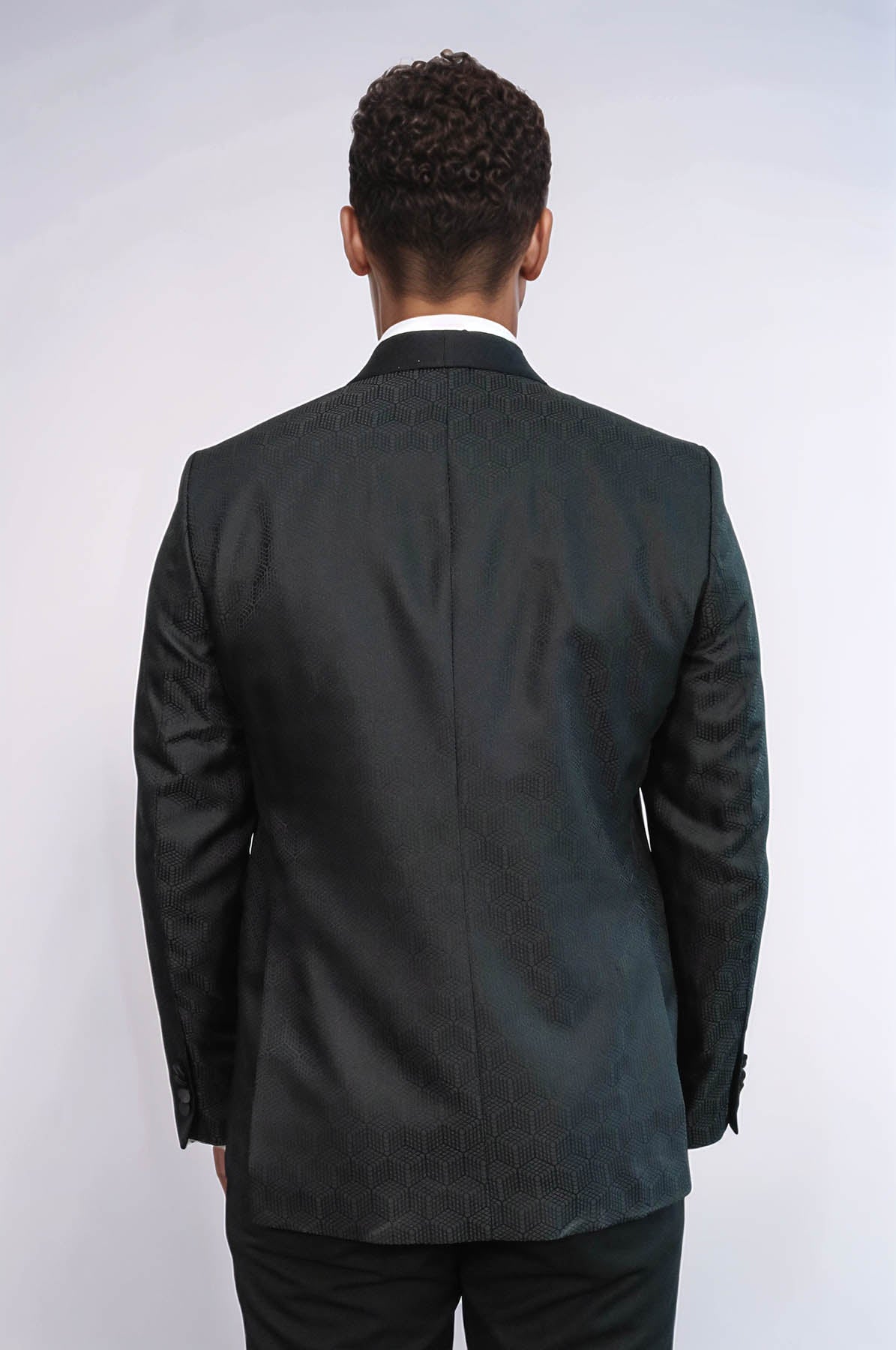 KOALA SYDNEY Pentagon Patterned Shawl Lapel Black Men Prom Blazer and Trousers Combination Suit