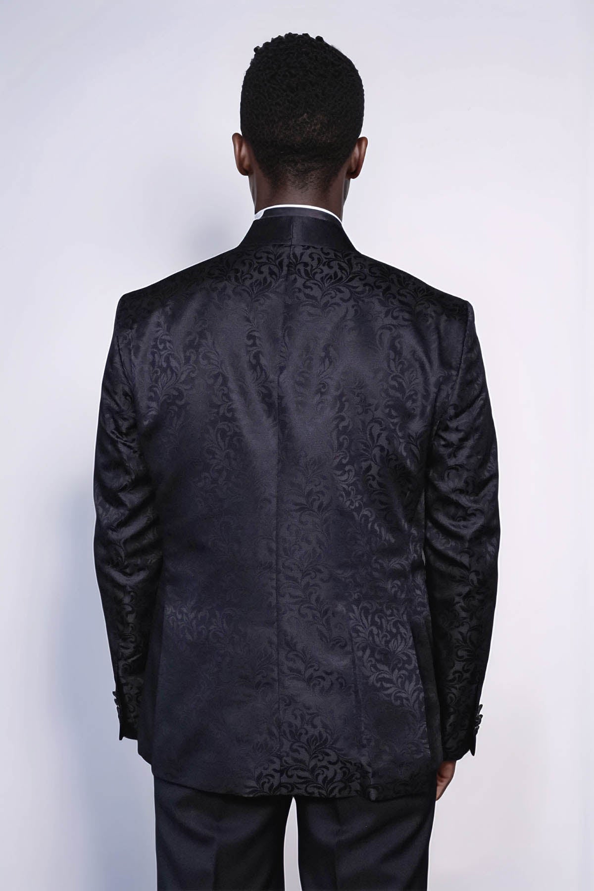 Shawl Lapel Floral Patterned Black Men Wedding Groom Blazer