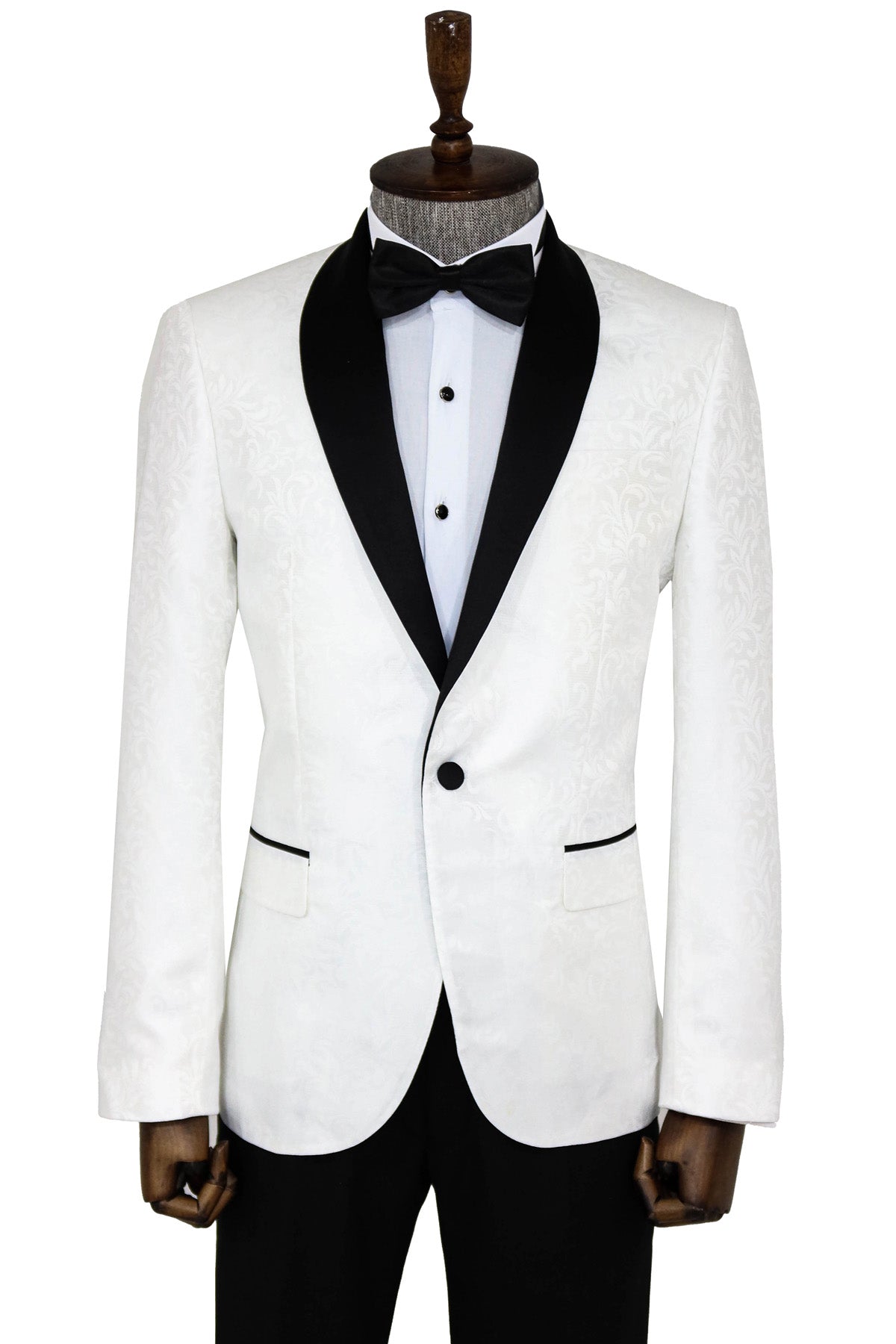 KOALA SYDNEY Shawl Lapel Floral Patterned White Men Wedding Tuxedo Blazer