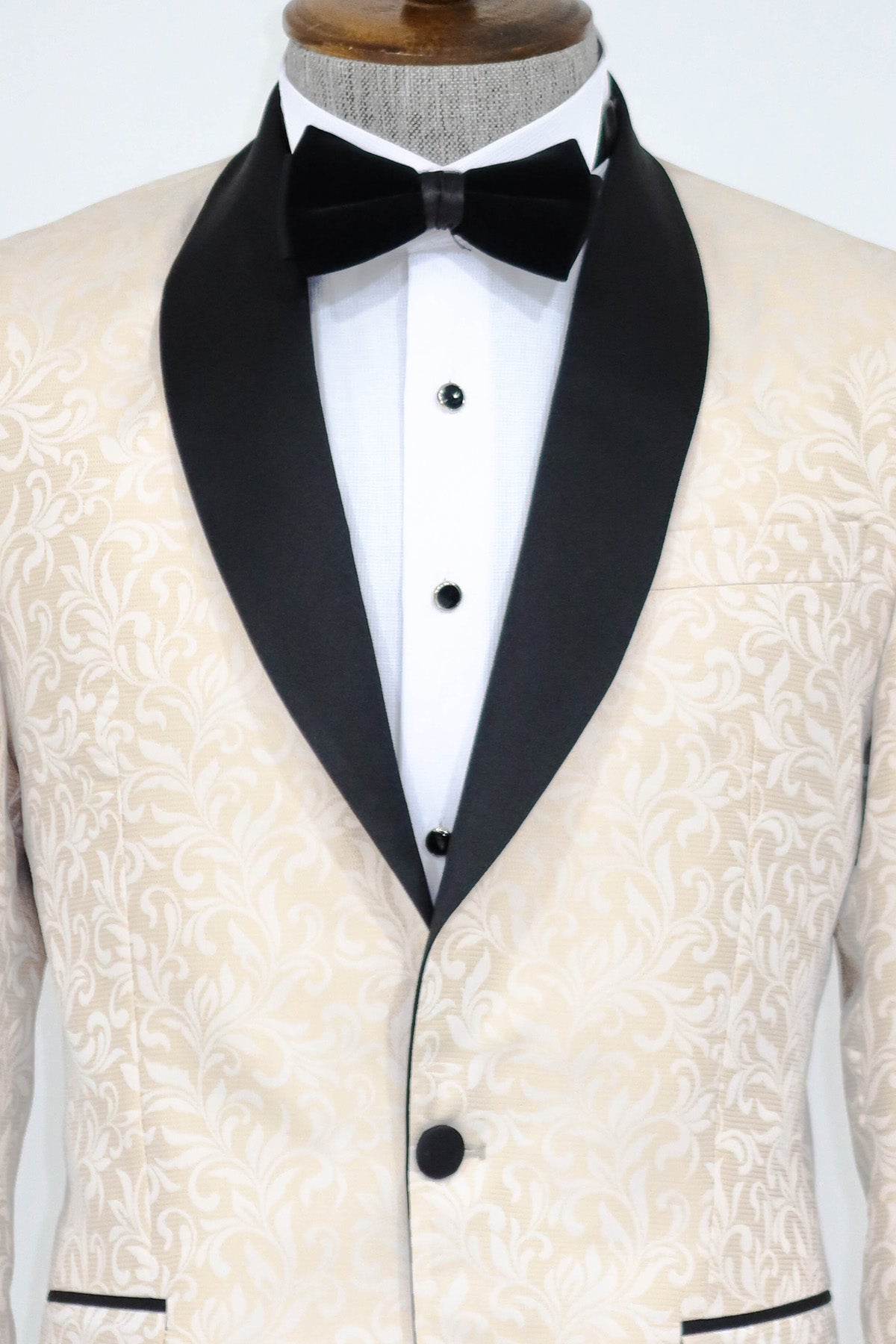 KOALA SYDNEY Shawl Lapel Floral Patterned Cream Men Singer Stage Blazer
