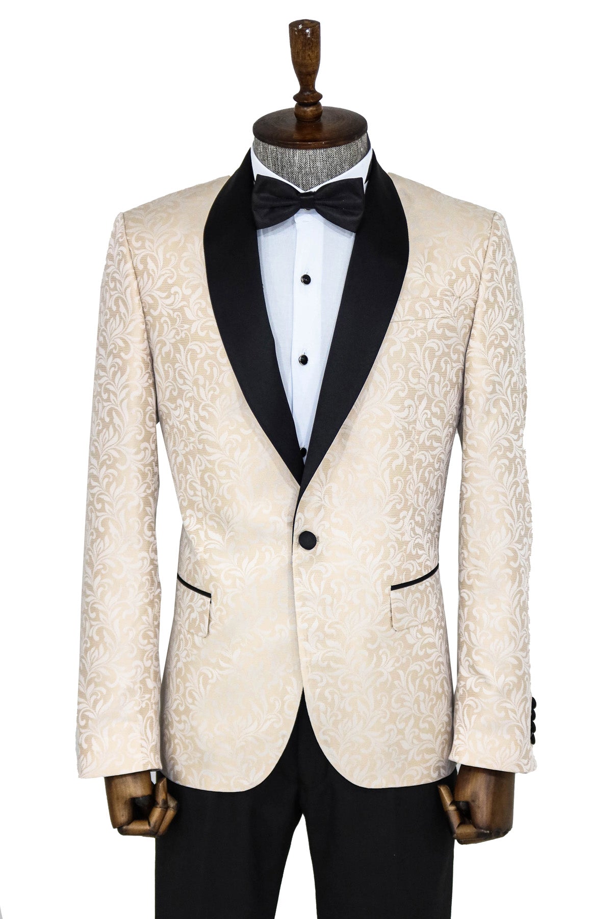 KOALA SYDNEY Shawl Lapel Floral Patterned Cream Men Singer Stage Blazer