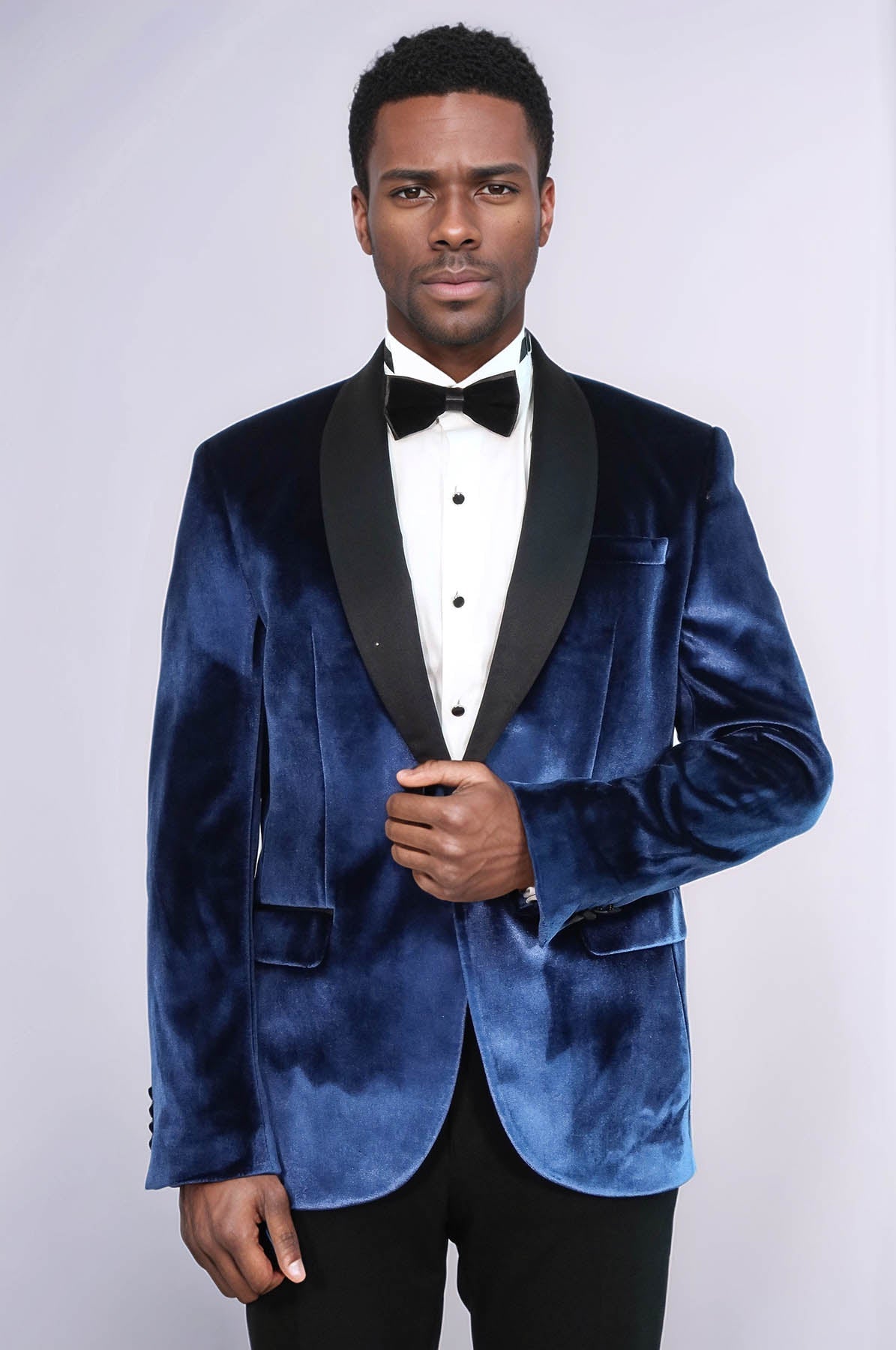 Shawl Lapel Velvet Navy Blue Men Prom Party Blazer