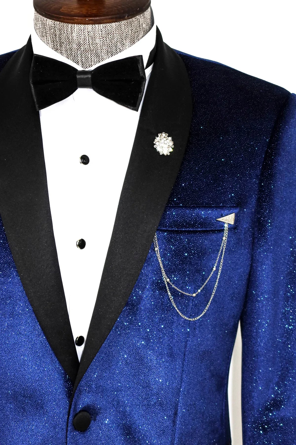 KOALA SYDNEY Shawl Collar Velvet Sax Blue Men Prom Blazer