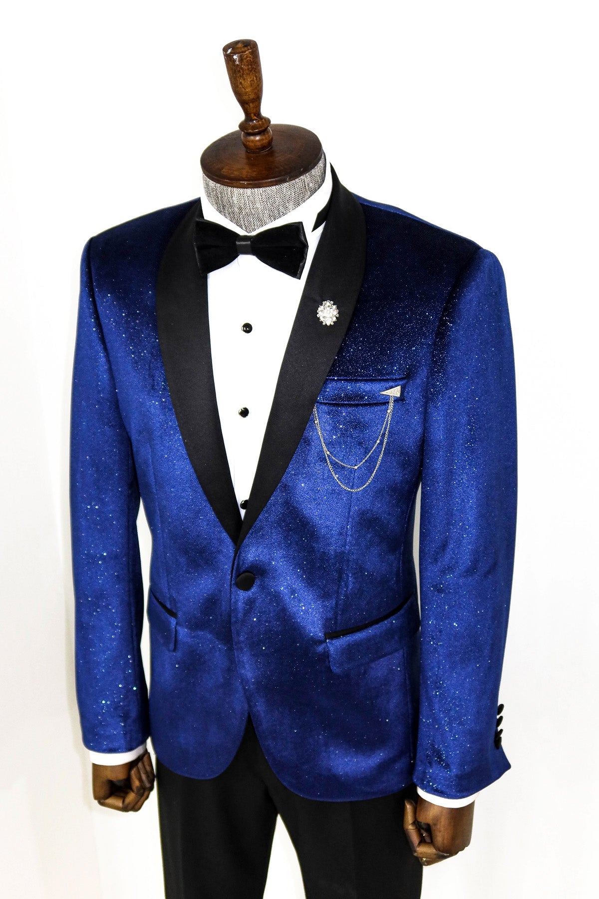 KOALA SYDNEY Shawl Collar Velvet Sax Blue Men Prom Blazer
