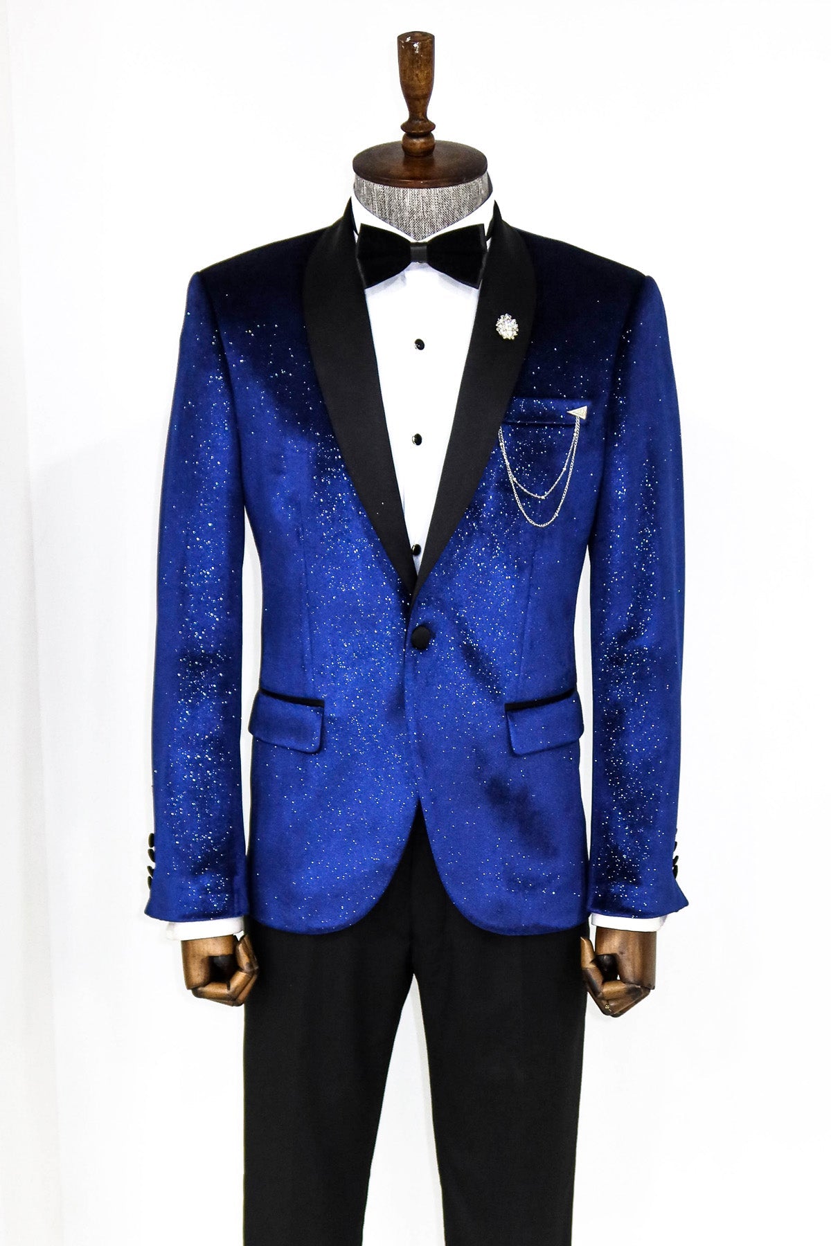 KOALA SYDNEY Shawl Collar Velvet Sax Blue Men Prom Blazer