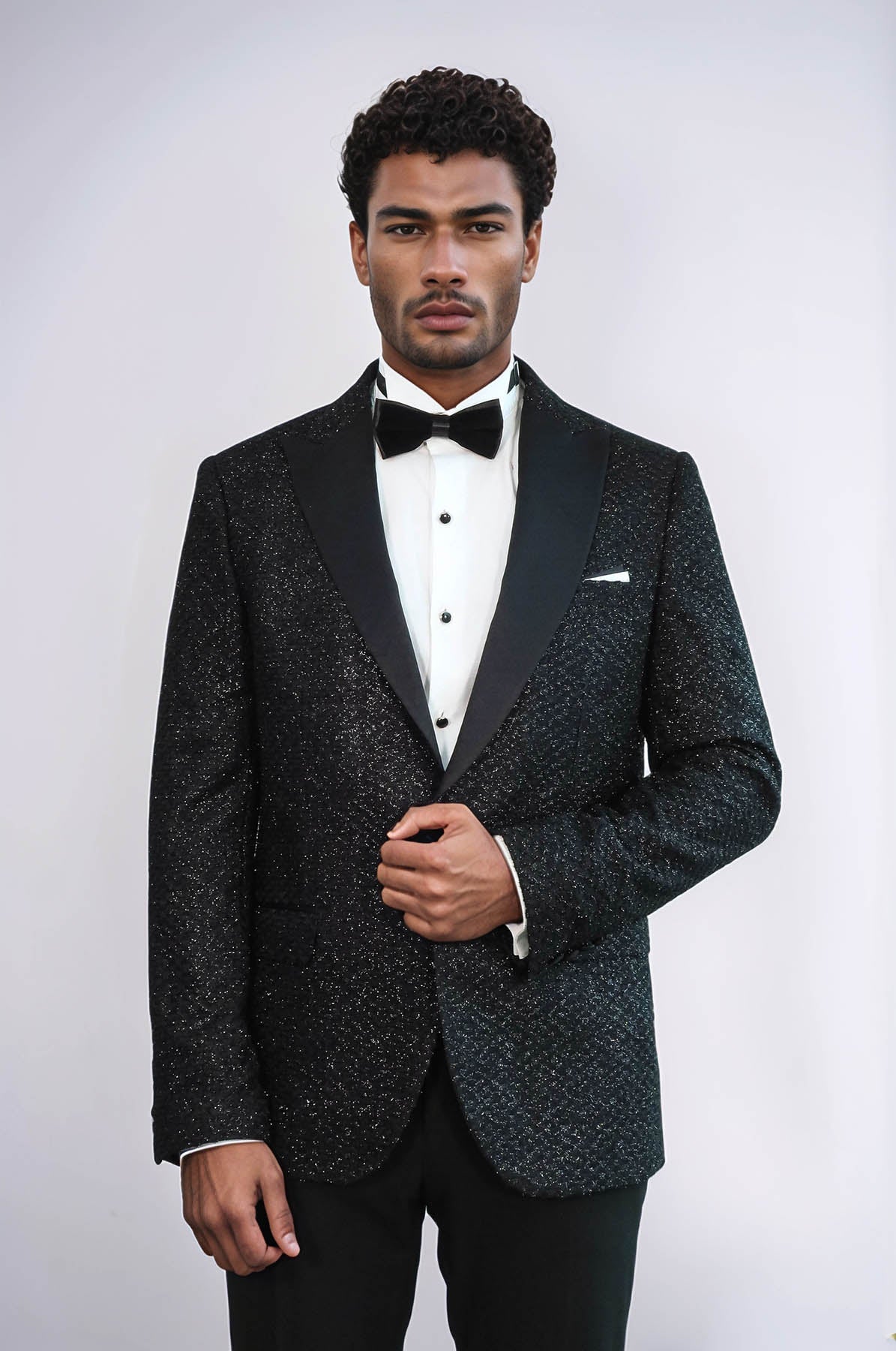 KOALA SYDNEY Gingham Patterned Glitter Black Men Party Blazer