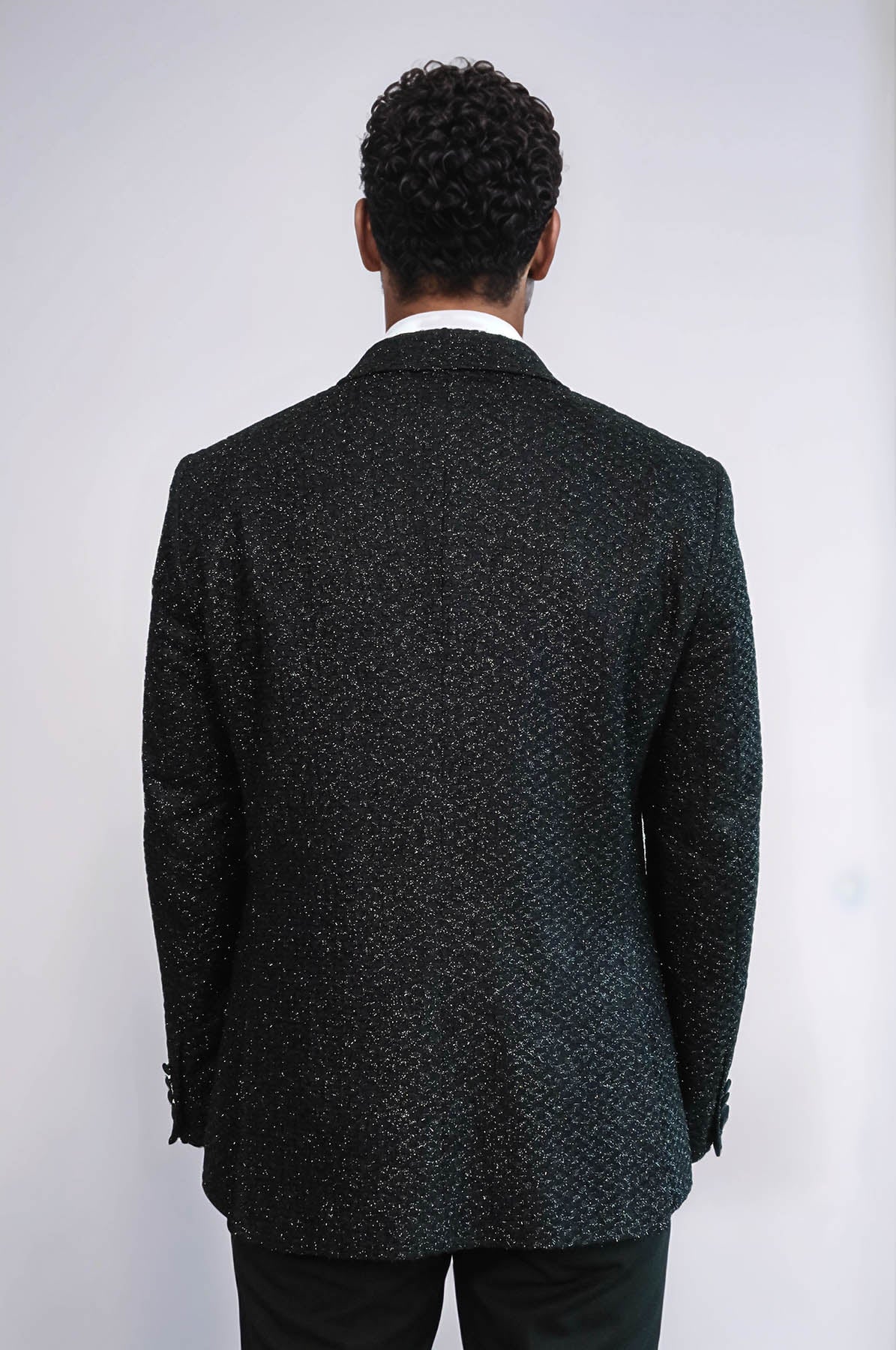 KOALA SYDNEY Gingham Patterned Glitter Black Men Party Blazer