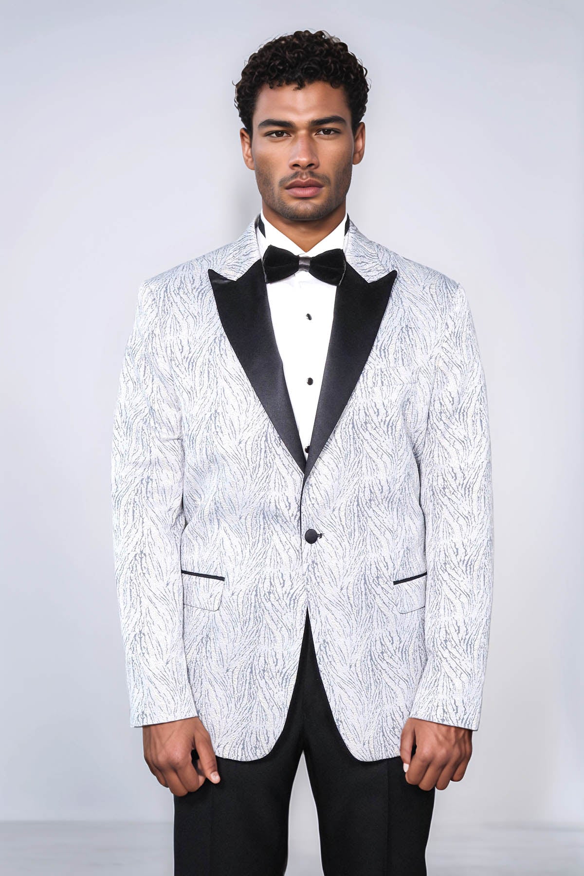 KOALA SYDNEY Glittery Patterned Light Blue Men Tuxedo Blazer