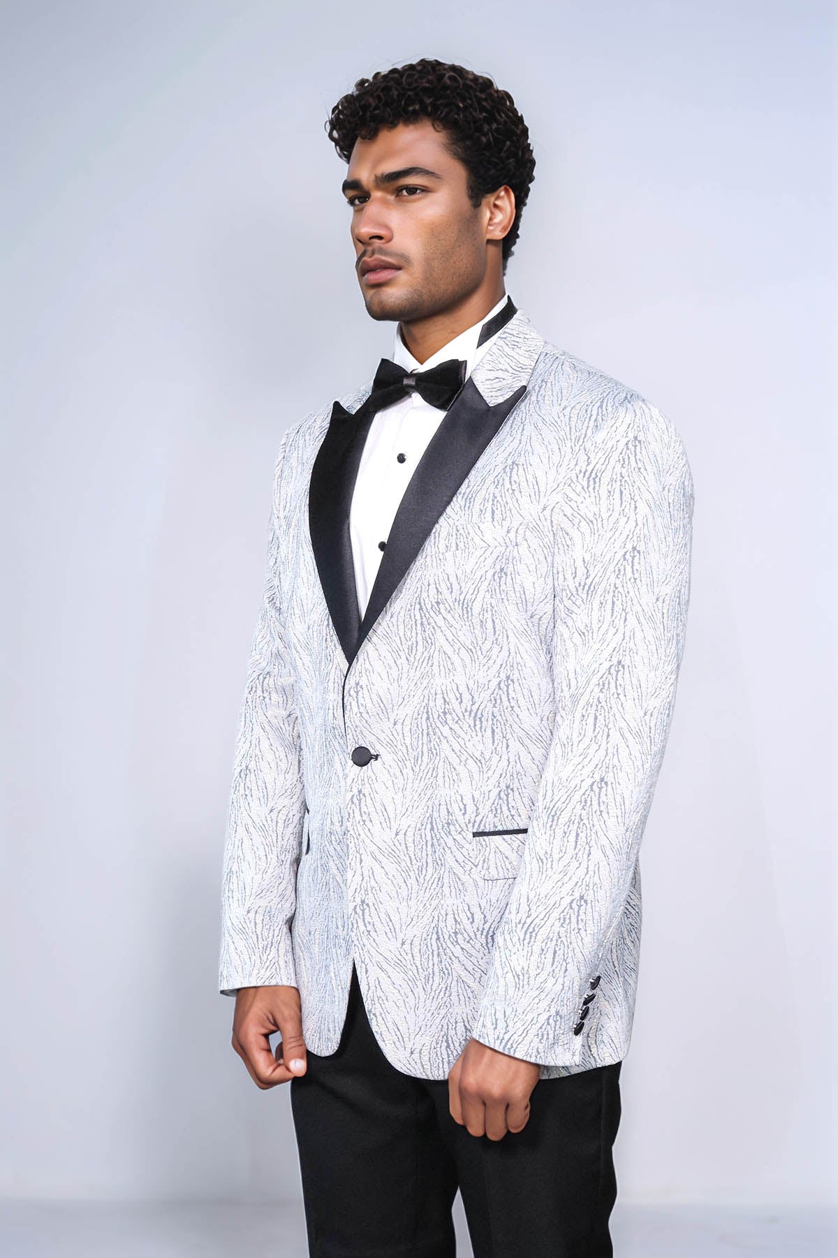 KOALA SYDNEY Glittery Patterned Light Blue Men Tuxedo Blazer