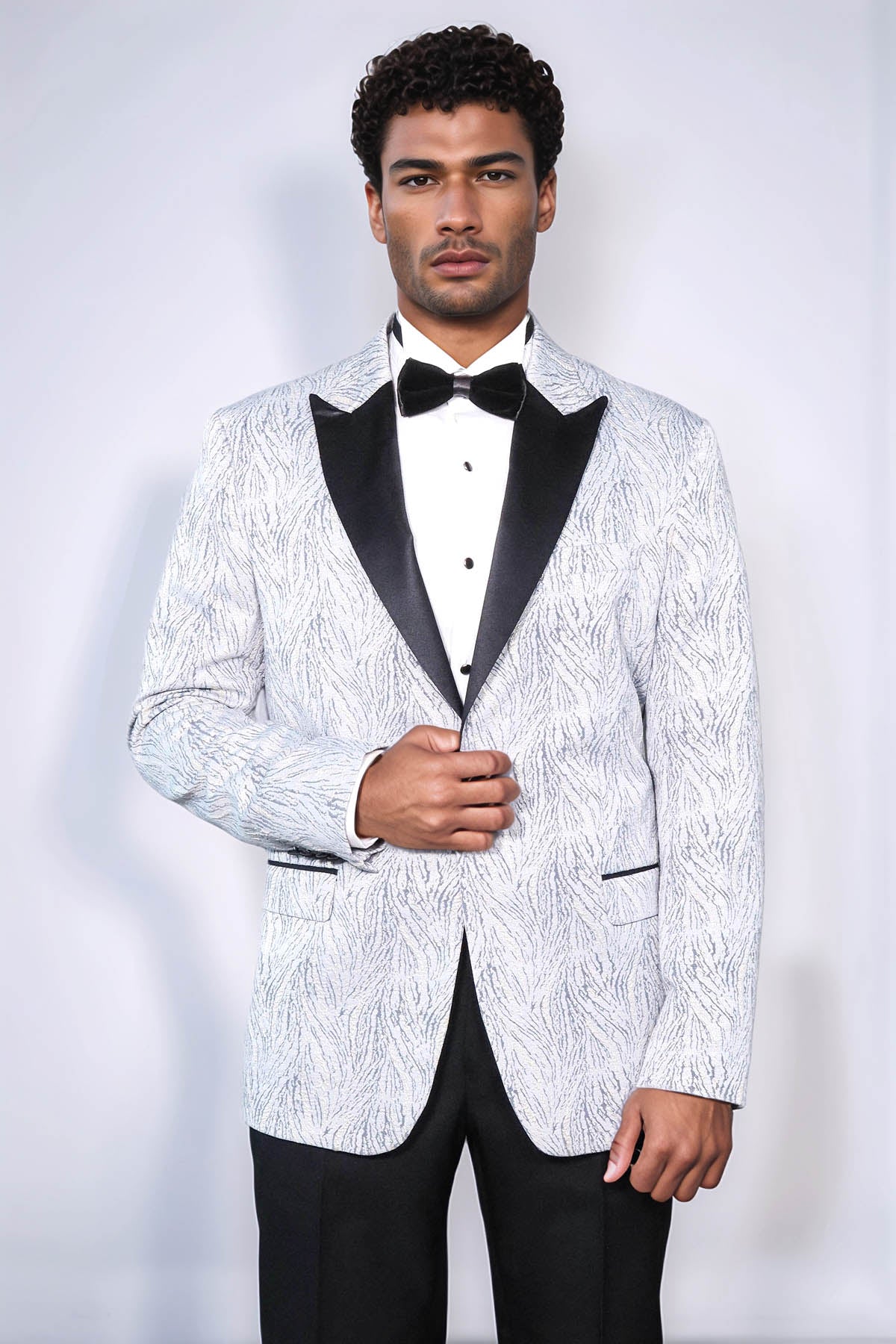 KOALA SYDNEY Glittery Patterned Light Blue Men Tuxedo Blazer