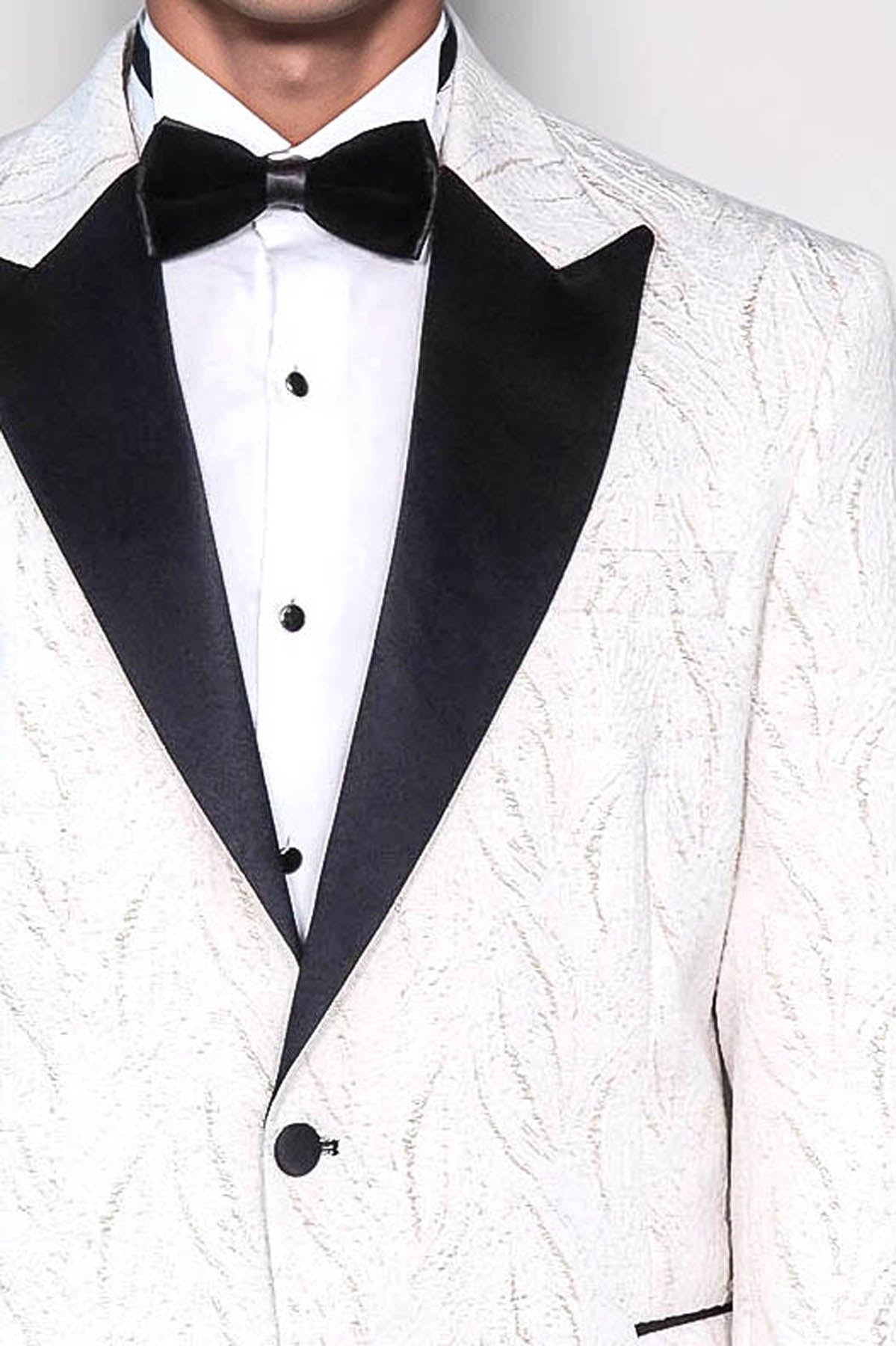 KOALA SYDNEY Patterned Shiny White Men Wedding Tuxedo Jacket