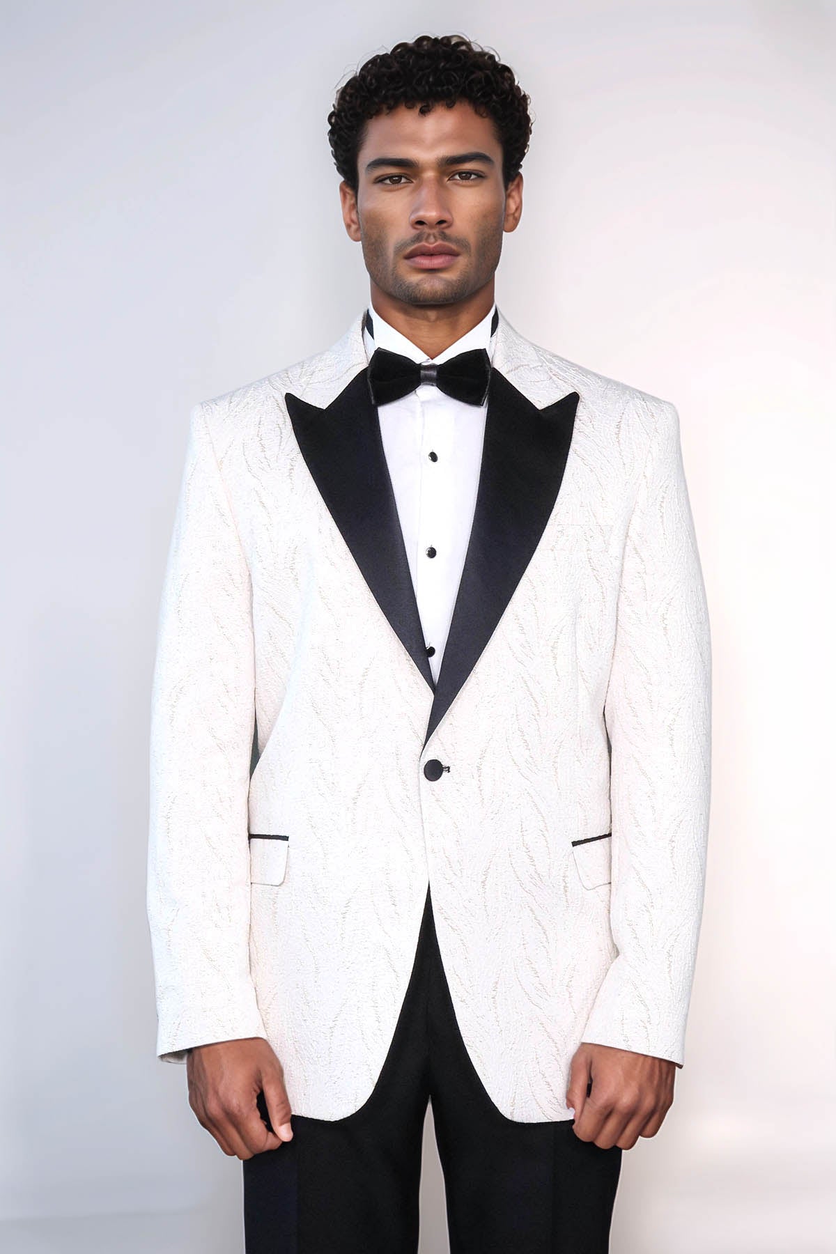 KOALA SYDNEY Patterned Shiny White Men Wedding Tuxedo Jacket