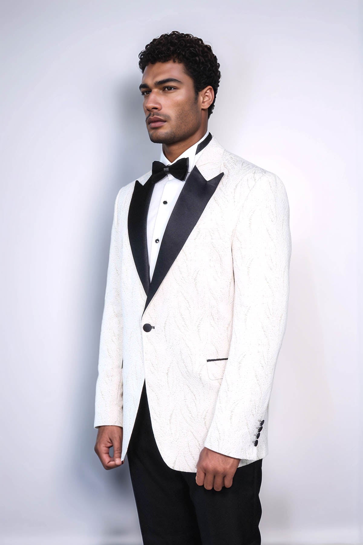 KOALA SYDNEY Patterned Shiny White Men Wedding Tuxedo Jacket