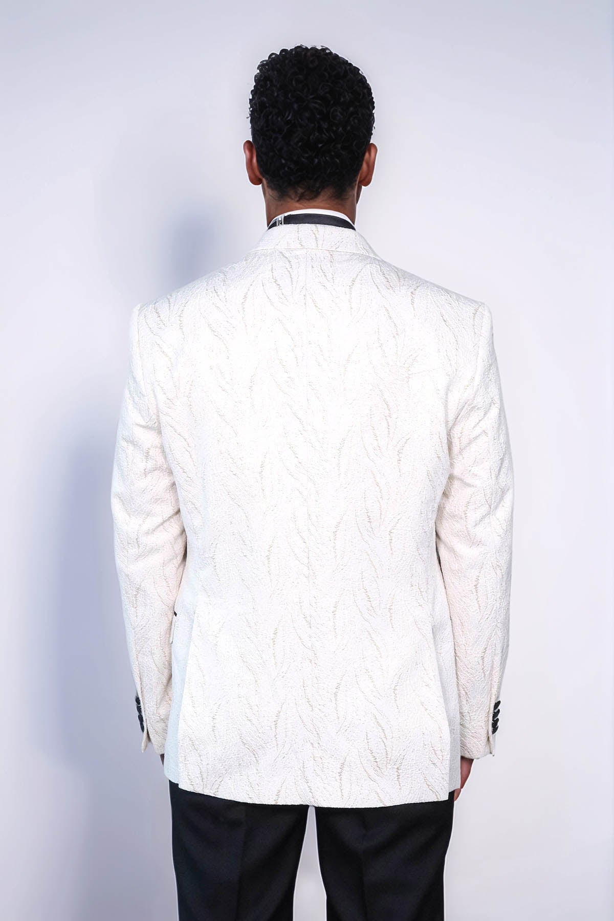 KOALA SYDNEY Patterned Shiny White Men Wedding Tuxedo Jacket
