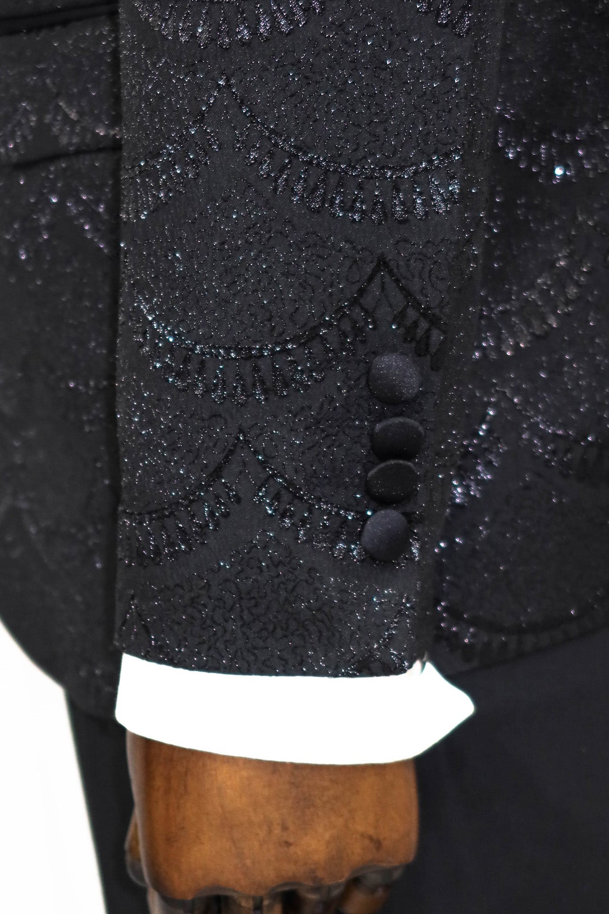 Patterned Slim Fit Black Men Dinner Blazer