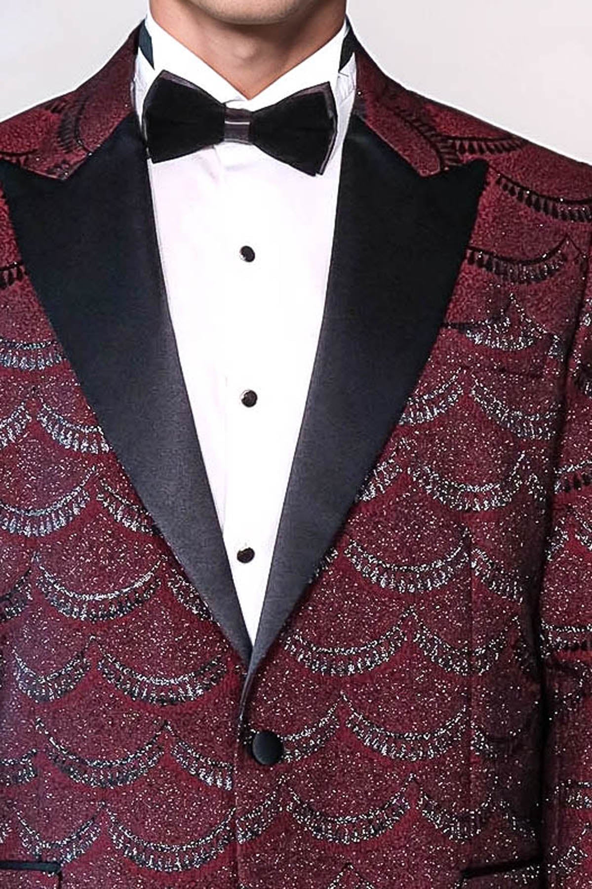 KOALA SYDNEY Patterned Slim Fit Burgundy Men Tuxedo Jacket