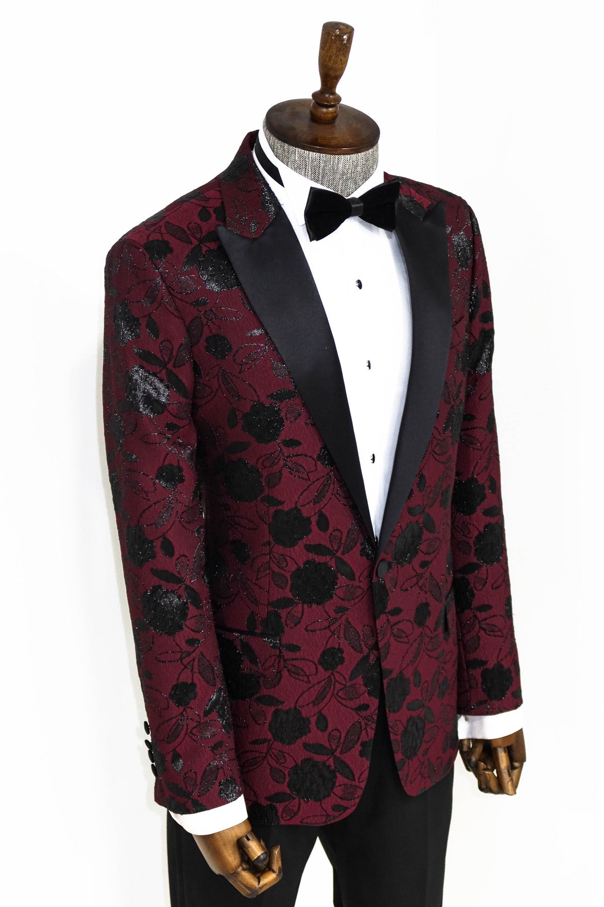 KOALA SYDNEY Floral Patterned Burgundy Men Dinner Jacket