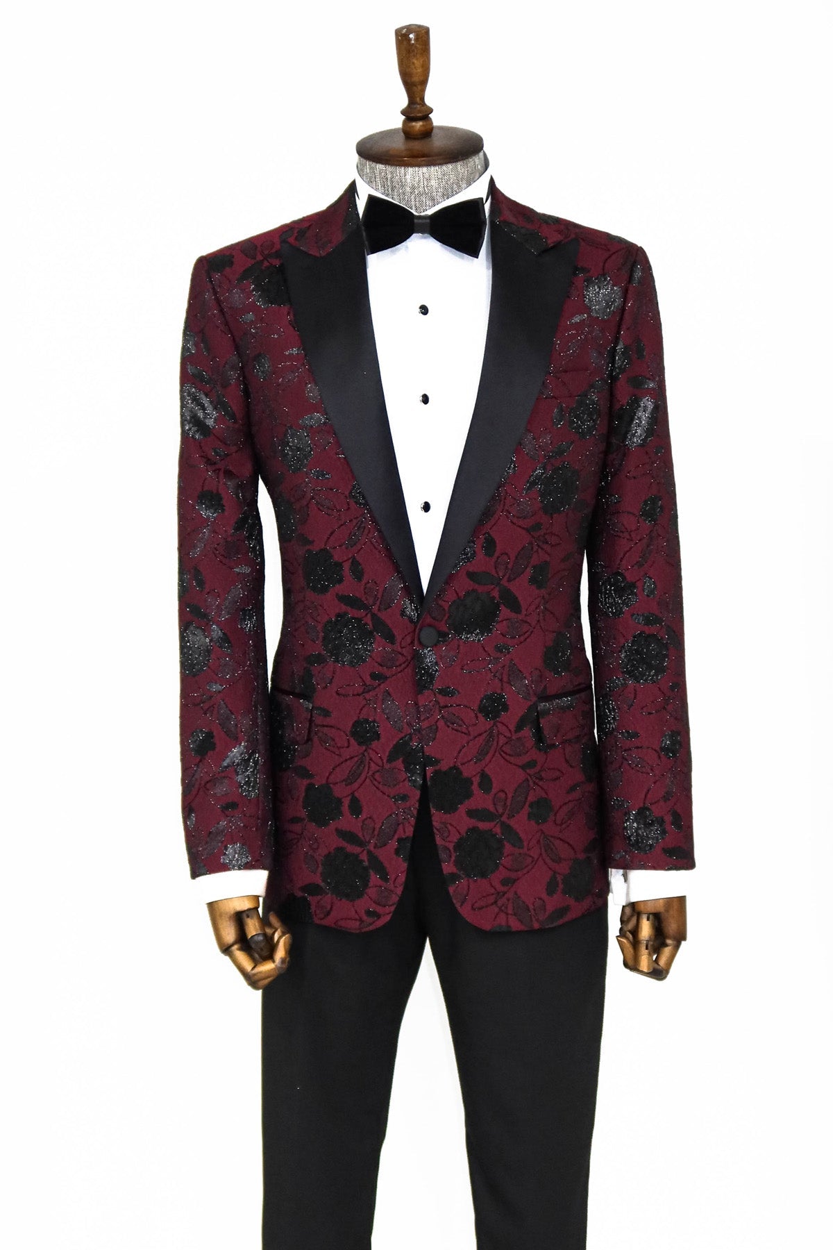 KOALA SYDNEY Floral Patterned Burgundy Men Dinner Jacket