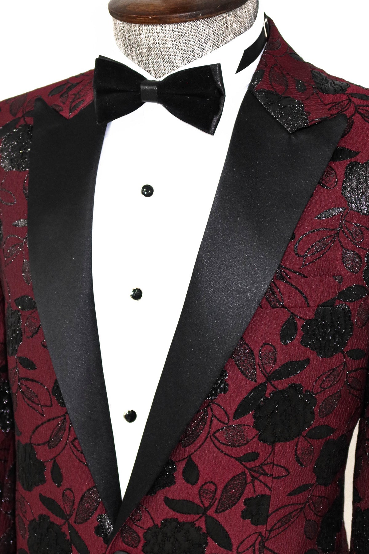 KOALA SYDNEY Floral Patterned Burgundy Men Dinner Jacket